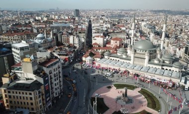 Taksim Camii'ndeki son durum havadan görüntülendi