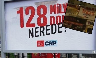 Saray silueti olmayan   “128 milyar dolar nerede?” yazılı afişlerini de indirdiler