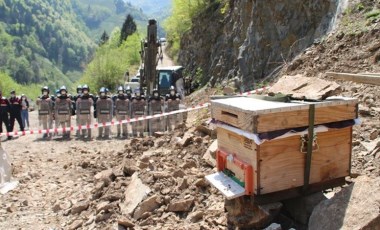 Rize'de taş ocağına karşı direniş: Halk arı kovanları ile yolu kesti