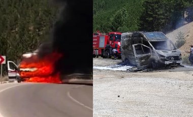 Burdur'da ambulans alev alev yandı