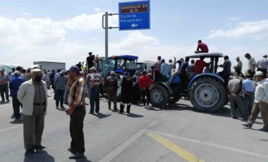 Konya'da çiftçiler isyan etti: Konya-Adana yolunu traktörlerle trafiğe kapattılar