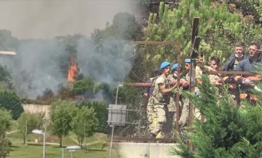 Esenler'de askeri kışladaki ağaçlık alanda yangın