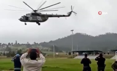 Meksika Donanmasına ait helikopter, iniş yaptığı sırada düştü