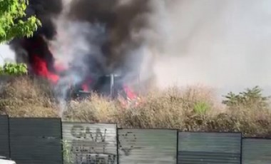 Üsküdar’da işçilerin kaldığı konteyner alev alev yandı