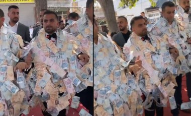 Aşiret düğününde damat, paraları taşımakta zorlandı