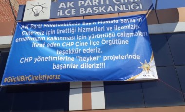 Aydın'ın Çine ilçesinde AKP ile CHP arasında pankart kavgası