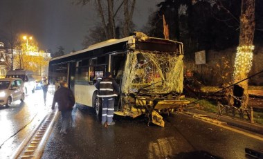 Beşiktaş'ta İETT otobüsü asırlık çınar ağacına çarptı