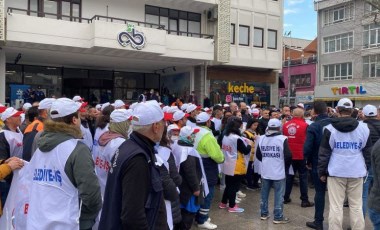 Sendikanın grev kararı aldığı Çorlu Belediyesi önünde  protesto