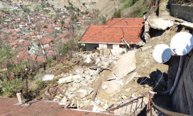 Karabük'te heyelan: Yol çöktü, 2 binada hasar var