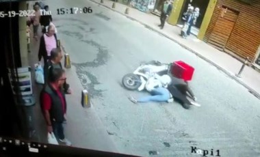 Şişli'de ilginç kaza: Boş caddede moto kurye çarptı (21 Mayıs 2022) (Video Haber)