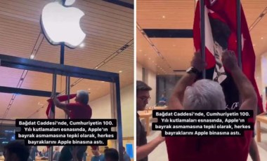 Bağdat Caddesi'nde Apple mağazasına 'bayrak' tepkisi: 'Burası Türkiye'