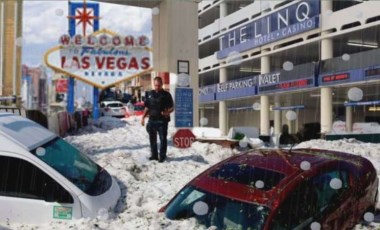 Las Vegas’ta fındık büyüklüğünde dolu yağdı