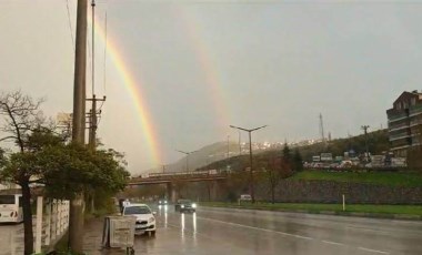 Bursa'da sağanak sonrası çift gökkuşağı