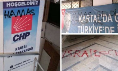 Gericilerden CHP Kartal İlçe binasına 'Hamas' yazılaması