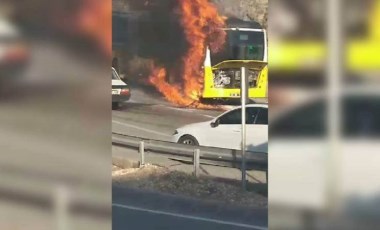 Halk otobüsü alev alev yandı!