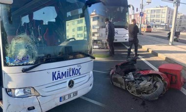 Yolcu otobüsünün çarptığı motokurye hayatını kaybetti