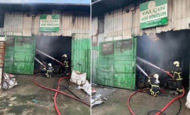 Depremlerin vurduğu Hatay’da geri dönüşüm fabrikasında yangın çıktı