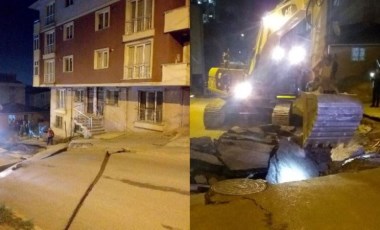 Pendik'te yoldaki çökme nedeniyle iki bina boşaltıldı