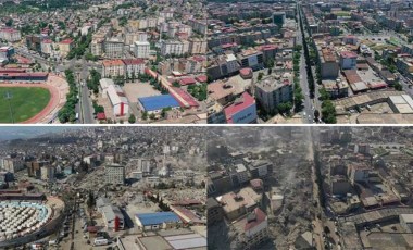 Kahramanmaraş'ta deprem öncesi ve sonrası görüntülenen yıkım