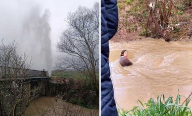 Sakarya’da korkutan kaza: Kanala uçan araç suya gömüldü