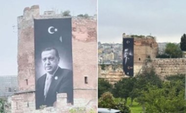 İstanbul'da tarihi surlara Erdoğan posteri! Kaftancıoğlu: Filmin sonunu hepimiz biliyoruz