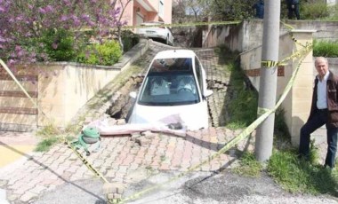 Edirne'de yol çöktü, otomobiliyle 1 metrelik çukura düştü