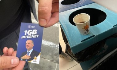 AKP’nin seçim ihlalleri sürüyor: İnternet paketleri, logolu bardaklar…..