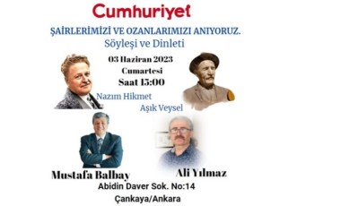 Yazarımız Balbay, Nazım Hikmet ve Aşık Veysel'i anlatacak