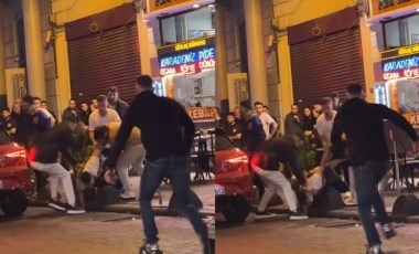 Taksim'de iki grup arasında tekmeli yumruklu kavga!