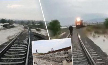 Sel tren raylarının altını boşalttı, olası faciayı yurttaşlar önledi