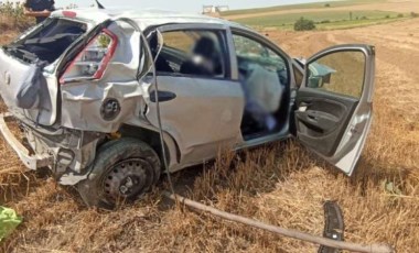 Tekirdağ'da yoldan çıkan otomobil tarlaya uçtu