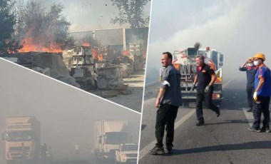 Anız yangını kontrolden çıktı, yakındaki fabrikaya sıçradı: İki şehir arasındaki ulaşım durdu