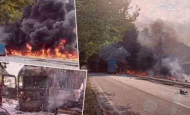 Sakarya'da korkunç kaza: Tır bomba gibi patladı, facianın eşiğinden dönüldü