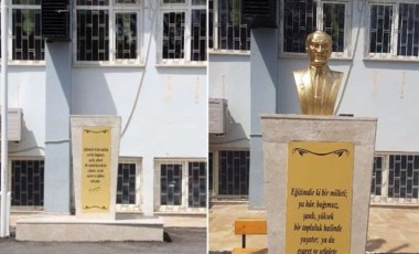 Maskeli saldırgan, Atatürk büstüne balyozla zarar verdi