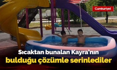 Sıcaktan bunalan Kayra kendi ‘aquapark’ını yaptı