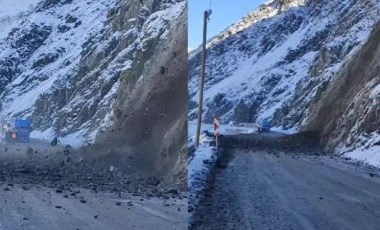 Anbean kaydedildi: Yüksekova-Hakkari karayolunda bir heyelan daha!