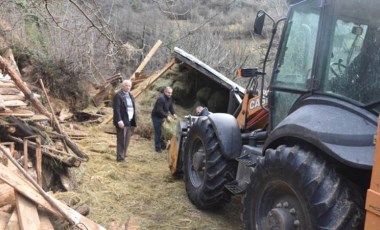 Artvin'de heyelan: Ahır çöktü 2 büyükbaş öldü