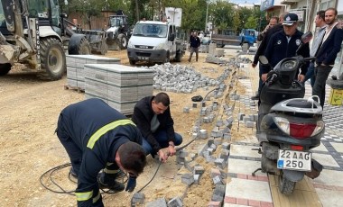 Edirne'de düzenleme yapılan caddede kablolar çalındı!