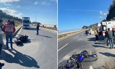 Motosiklet sürücüsü dönüş yapmak isterken TIR çarptı