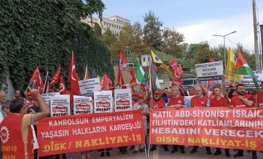 DİSK'e bağlı sendikalar ve Polonez direnişçilerinden İsrail'e karşı eylem: 'Siyonist İsrail Lübnan’dan defol'