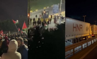 Vatandaşlar barikat oluşturup yolu kapattı: Ambarlı Limanı'nda İsrail'le ticaret protestosu!