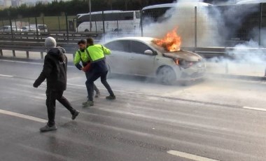 D-100'de panik anları: Trafik durdu, patlamalar yaşandı!