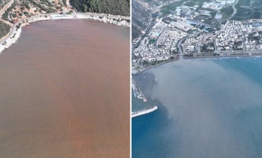 Antalya'da sağanak yağış sonrası denizin rengi değişti