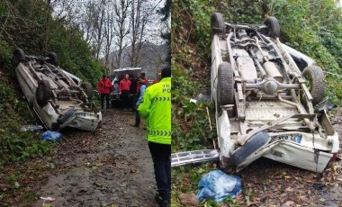 Rize’de feci kaza... Uçuruma yuvarlanan araçta can verdi!