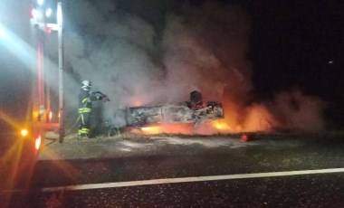 Otomobili takla attı, alev aldı, yara almadan kazayı atlattı