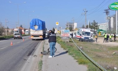 Konya'da TIR'ın çarptığı bisikletin sürücüsü öldü