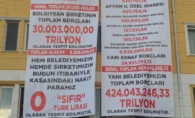 Belediye binasına pankart astılar: MHP'li yeni başkan AKP'li başkanın borçlarını 'duyurdu'