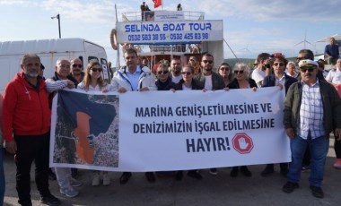 Seferihisar’da marinaya karşı, tekneli protesto