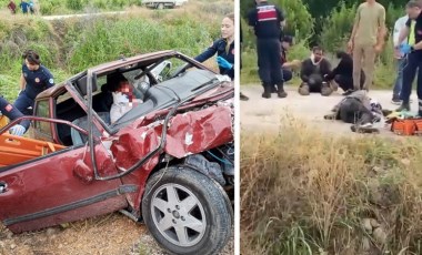 Bursa'da iki otomobil çarpıştı, biri dereye uçtu: 5’i ağır 8 yaralı