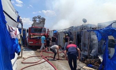 Adıyaman'da depremzedelerin yaşadığı konteynerler alev alev yandı